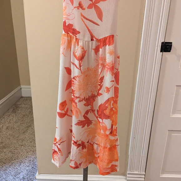 Crazy 8 white with orange floral print maxi dress size 10 - Picture 5 of 8